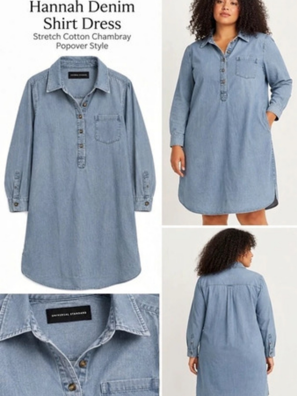 Universal Standard Hannah Denim Shirt Dress in Blue